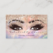 Makeup Eyebrow Lashes Glitzer Tropfen Rose Hologra Visitenkarte (Vorderseite)