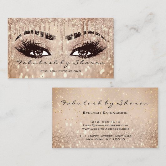 Makeup Eyebrow Lashes Glitzer Tropfen Spark Glam R Visitenkarte (Vorne/Hinten)