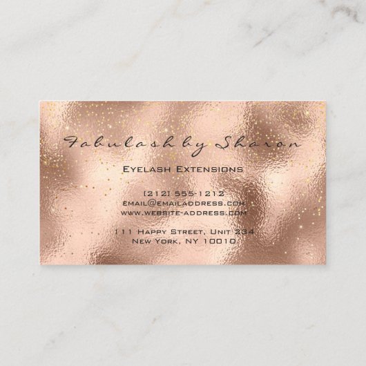 Makeup Eyebrow Lashes Glitzer Tropfen Spark VIP Ro Visitenkarte (Rückseite)