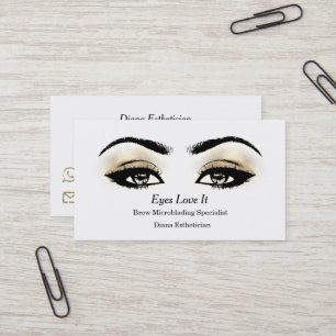 Makeup Eyebrow Lashes Gold Schwarze Schönheit Visitenkarte