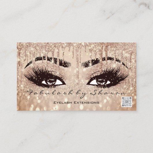 Makeup Eyebrow Lashes Tropfen Rose QR Code Afterca Visitenkarte (Vorderseite)