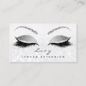 Makeup Eyebrow Name Lash Glitzer Grau Silber Grau Visitenkarte (Vorderseite)