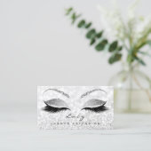 Makeup Eyebrow Name Lash Glitzer Gray Silver Lucy Visitenkarte (Stehend Vorderseite)