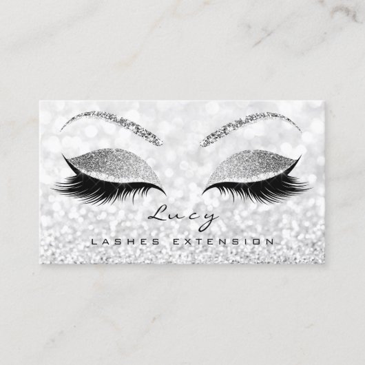 Makeup Eyebrow Name Lash Glitzer Gray Silver Lucy Visitenkarte (Vorderseite)