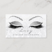 Makeup Eyebrow Name Lashes Glitzer Grau Silber Visitenkarte (Vorderseite)