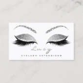 Makeup Eyebrow Name Lashes Glitzer Grau Silver Log Visitenkarte (Vorderseite)