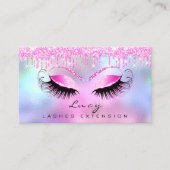 Makeup Eyebrow Name Lashes Glitzer Pink Tropfen Visitenkarte (Vorderseite)