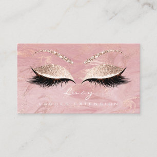 Makeup Eyebrow White Lash Glitzer Rosa Marmor Visitenkarte