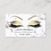 Makeup Eyebrows Lash Gold Marmor White Social Visitenkarte (Vorderseite)