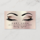 Makeup Eyebrows Lash Rose Gold Pink Blush Glitzer Visitenkarte (Vorderseite)