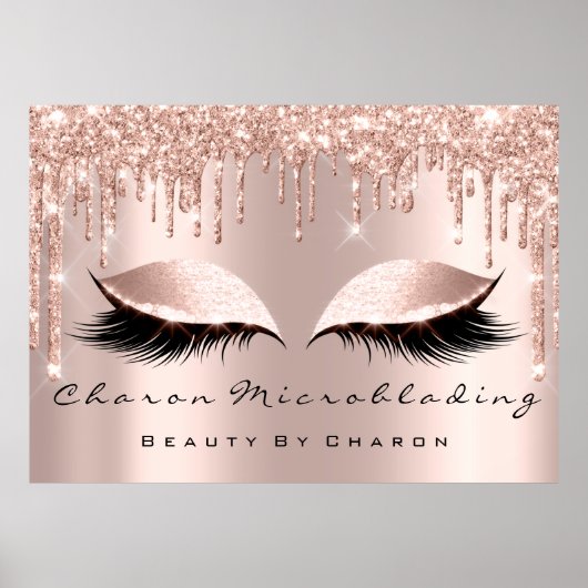Makeup Eyebrows Lashes Browns Rose Spark Bridal Poster (Vorne)