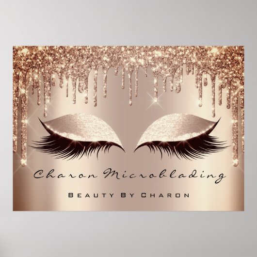 Makeup Eyebrows Lashes Browns Rose Spark Bridal Poster (Vorne)