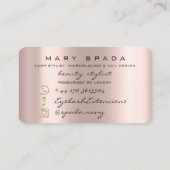 Makeup Eyebrows Lashes Browns Rose Spark Social Visitenkarte (Rückseite)