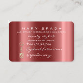 Makeup Eyebrows Lashes Burgundy Spark Nails Visitenkarte (Rückseite)