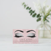 Makeup Eyebrows Lashes Extension Pink Glitzer Visitenkarte (Stehend Vorderseite)