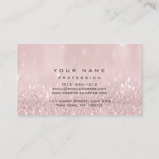 Makeup Eyebrows Lashes Extension Pink Glitzer Visitenkarte (Rückseite)