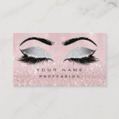 Makeup Eyebrows Lashes Extension Pink Glitzer Visitenkarte (Vorderseite)