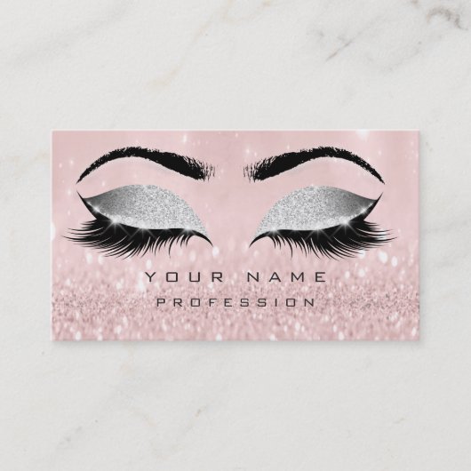 Makeup Eyebrows Lashes Extension Pink Glitzer Visitenkarte (Vorderseite)