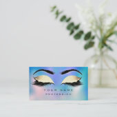 Makeup Eyebrows Lashes Glitzer Blue Aqua Visitenkarte (Stehend Vorderseite)