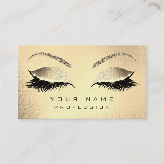 Makeup Eyebrows Lashes Glitzer Diamond Gold Glam1 Visitenkarte (Vorderseite)