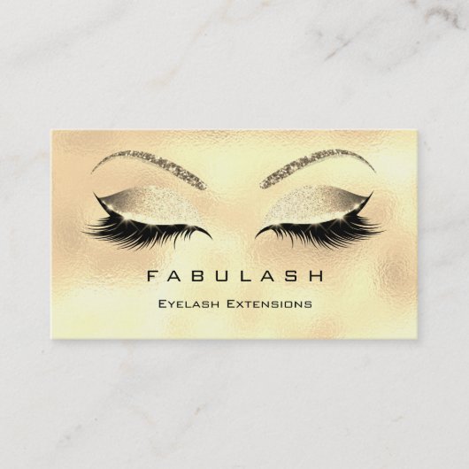 Makeup Eyebrows Lashes Glitzer Diamond Gold Logo Visitenkarte (Vorderseite)