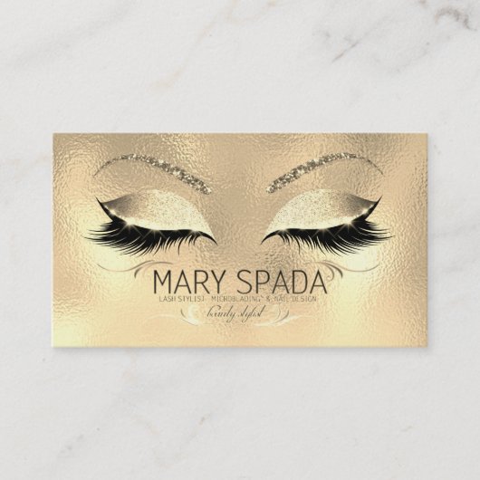 Makeup Eyebrows Lashes Glitzer Diamond Gold Mary Visitenkarte (Vorderseite)