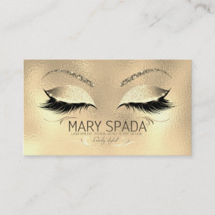 Makeup Eyebrows Lashes Glitzer Diamond Gold Name Visitenkarte