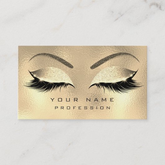 Makeup Eyebrows Lashes Glitzer Diamond Gold Sepia Visitenkarte (Vorderseite)