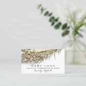 Makeup Eyebrows Lashes Glitzer Metal White Gold Visitenkarte (Stehend Vorderseite)