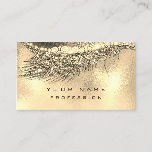Makeup Eyebrows Lashes Glitzer Metallic Glam Gold Visitenkarte (Vorderseite)