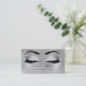 Makeup Eyebrows Lashes Glitzer Metallic Glam Grau Visitenkarte (Stehend Vorderseite)