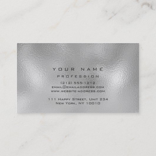 Makeup Eyebrows Lashes Glitzer Metallic Glam Grau Visitenkarte (Rückseite)