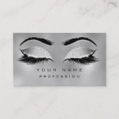 Makeup Eyebrows Lashes Glitzer Metallic Glam Grau Visitenkarte (Vorderseite)