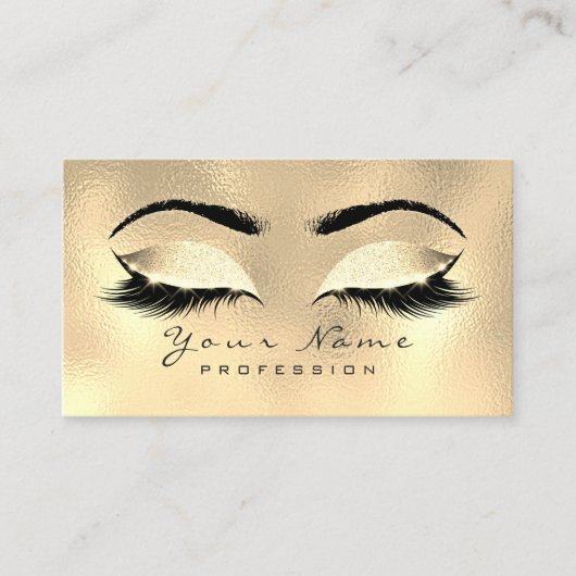 Makeup Eyebrows Lashes Glitzer Metallic Lux Gold Visitenkarte (Vorderseite)