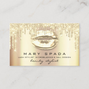 Makeup Eyebrows Lashes Gold Tropfen Kiss Lippen Visitenkarte