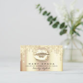 Makeup Eyebrows Lashes Gold Tropfen Kiss Lips Visitenkarte (Stehend Vorderseite)