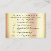 Makeup Eyebrows Lashes Gold Tropfen Kiss Lips Visitenkarte (Rückseite)