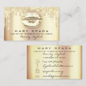 Makeup Eyebrows Lashes Gold Tropfen Kiss Lips Visitenkarte (Vorne/Hinten)