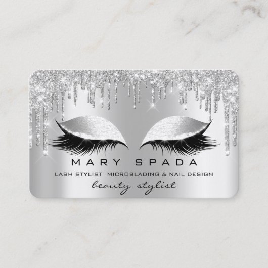 Makeup Eyebrows Lashes Gray Gray Spark Silver Visitenkarte (Vorderseite)