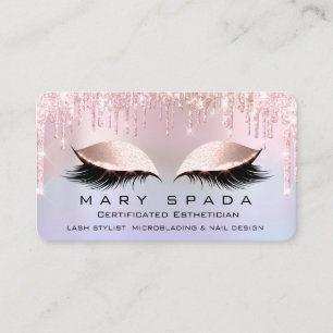 Makeup Eyebrows Lashes Pink Holographic Ombre Visitenkarte