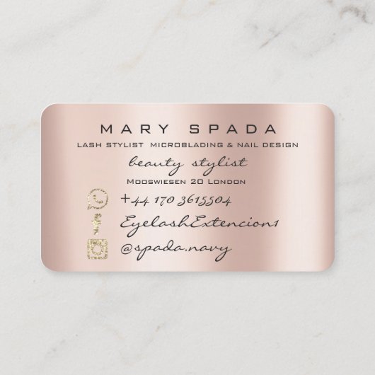 Makeup Eyebrows Lashes Pink Rose Spark Lux Visitenkarte (Rückseite)