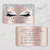 Makeup Eyebrows Lashes Pink Rose Spark Silver Visitenkarte (Vorne/Hinten)