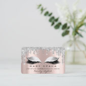 Makeup Eyebrows Lashes Pink Rose Spark Silver Visitenkarte (Stehend Vorderseite)