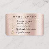 Makeup Eyebrows Lashes Pink Rose Spark Social Visitenkarte (Rückseite)