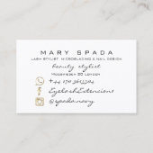 Makeup Eyebrows Lashes Pink White Spark Nails Visitenkarte (Rückseite)