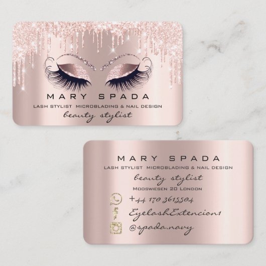 Makeup Eyebrows Lashes Rose Brown Eye VIP Visitenkarte (Vorne/Hinten)