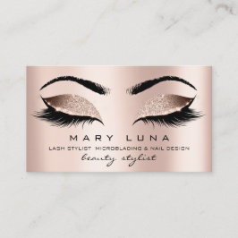 Makeup Eyebrows Lashes Rose Gold Pink Blush Visitenkarte