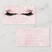 Makeup Eyebrows Lashes Rose Pastell Pink Studio Visitenkarte (Vorne/Hinten)