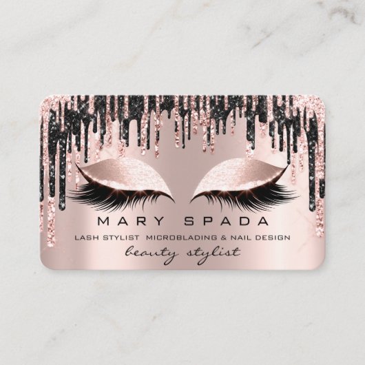 Makeup Eyebrows Lashes Schwarze Tropfen Spark Nail Visitenkarte (Vorderseite)