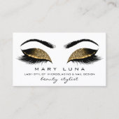 Makeup Eyebrows Lashes Social Sepia Gold White Visitenkarte (Vorderseite)